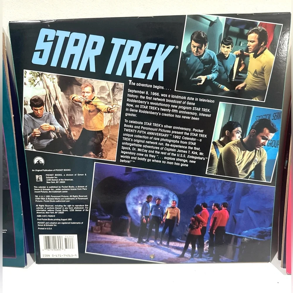 Lot of 5 Vintage Star Trek Original 90s Series Calendars- 90, 92, 93, 94, 98